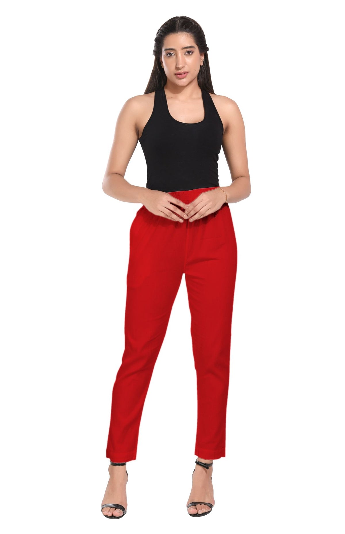 Red Liva Pocket Pant for Women
